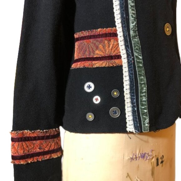 Vintage Lulu H 'patchwork' multi print multi-color jacket blazer - Picture 4 of 15